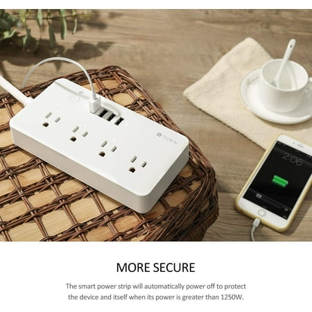 power teckin surge alexa protector cord compatible extension usb bar google wifi smart strip