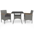 thumbnail image 1 of vidaXL 3 Piece Garden Dining Set Grey Poly Rattan and Acacia Wood, 1 of 5