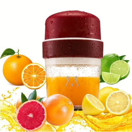 Manual Citrus Juicer - Heavy-Duty Plastic Lemon Orange Ginger Pomegranate Juicer with Separate Cup - Easy-Clean Compact Design for Home Office Camping Kitchen - No Electricity Needed Space-Sa