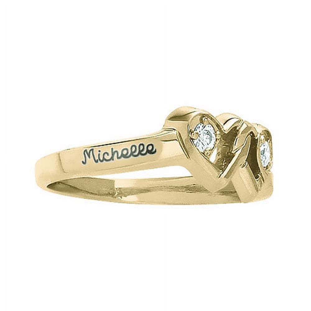 Personalized Family Jewelry Couple's Loving Promise Ring with Diamonds available in 10kt and 14kt Yellow and White Gold - image 2 of 5