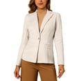 thumbnail image 1 of Blazer de ante sintético para mujer INSPIRE CHIC con solapa, mangas largas, chaqueta para el trabajo, talla XS, color beige, 1 of 6