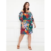 ELOQUII Elements Women's Plus Size Trapeze Off The Shoulder Dress