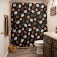 thumbnail image 3 of White Pumpkins Fall Shower Curtain - Water Repellent Fabric Shower Curtains Washable, Thanksgiving Maple Leaves Black Decorative Polyester Cloth Bathroom Curtains Modern Bath Decor 72"x84", 3 of 8