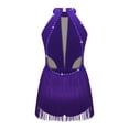 thumbnail image 4 of YONGHS Robe de Danse Latine Scintillante Sans Manches pour Filles Jupe à Franges Ballet Jazz Violet 6, 4 of 7