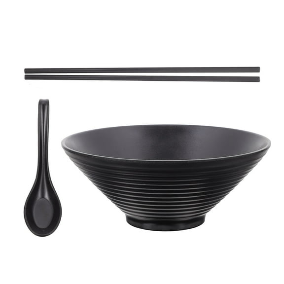 Topbathy Black Plastic Noodle Bowls, Smooth Design, Anti-Scald, Stable Base for Home 4Sets