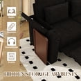 thumbnail image 4 of FFH 83" Sectional Sofa with Pull out Bed and Recliner, 3-in-1 Convertible Sleeper Couch Bed for Living Room, Adjustable Backrest, Table Board, USB Ports, Cup Holder and Storage, Black, 4 of 12