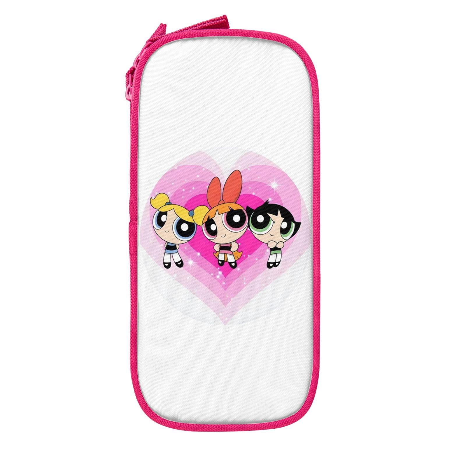 The Powerpuff Gi-rls Pencil Case Large Capacity Pencil Pouch Penbag Office Stationery Organizer Travel Makeup Bag Pink