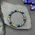 thumbnail image 5 of Negro pulsera para los hombres las mujeres de la riqueza de motivación de piedra elástica de estiramiento ajustable de cristal de cuentas de joyería brazalete, 5 of 5