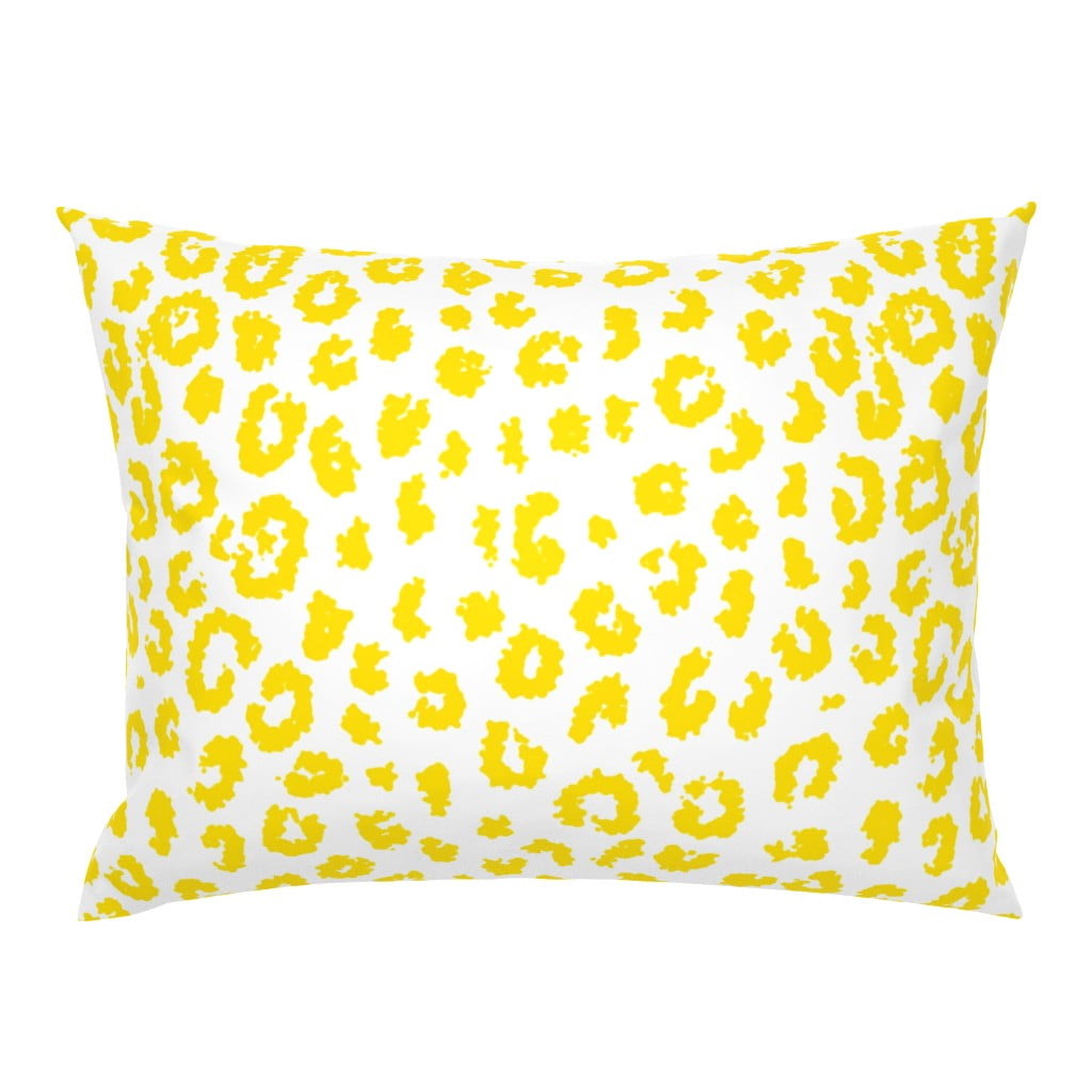 Cotton Sateen Sham, Euro Summer Leopard Yellow Animal Cheetah White