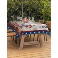 thumbnail image 3 of Outdoor Tablecloth with Umbrella Hole for Patio/Picnic/Party/Camping, Independence Day Waterproof Table Cloth Rectangle Table Cover Washable, American Flag Star Floral Beige Rustic (60"x 102"), 3 of 9