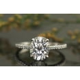 thumbnail image 3 of HeartsAndYou 3ct Oval Cut Moissanite Hidden Halo Engagement Solitaire Ring 18k White Gold over Silver, 3 of 6