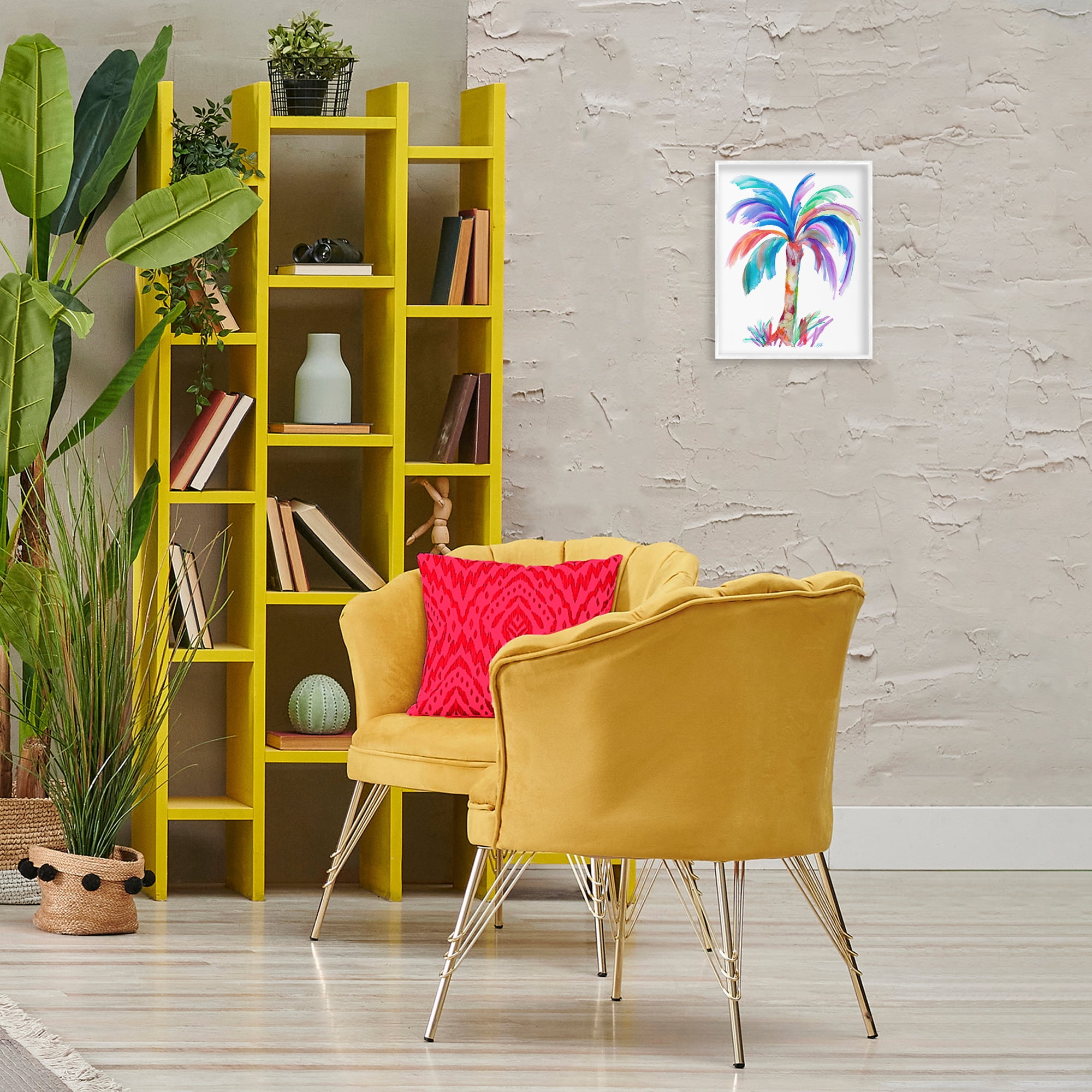 Stupell Industries Bold Palm Tree Botanical & Floral Painting White Framed Art Print Wall Art, 11 x 14