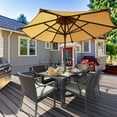 thumbnail image 6 of HAPPATIO 7-Piece Wicker Rattan Outdoor Dining Set with Washable Green Cushions, 6 of 9