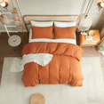 thumbnail image 4 of 2 Pieces 100% Washed Cotton Caramel Brown Solid color Duvet Cover Set Dark Orange Soft and Breathable Twin Bedding Set, 4 of 8