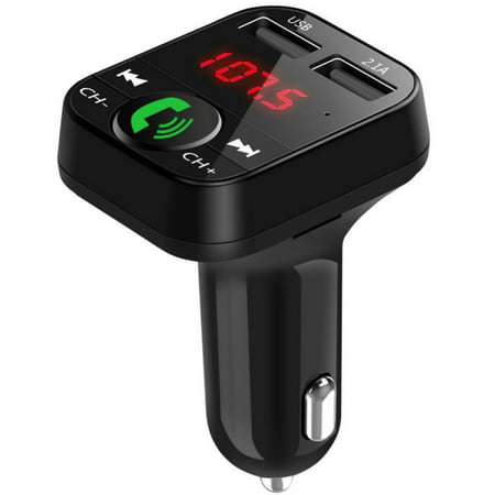 DC 12V-24V Dual USB Port Car Chargers LED Frequency Display Bluetooth FM Transmitter Handsfree Phone Call Car (Best Frequency For Fm Transmitter)
