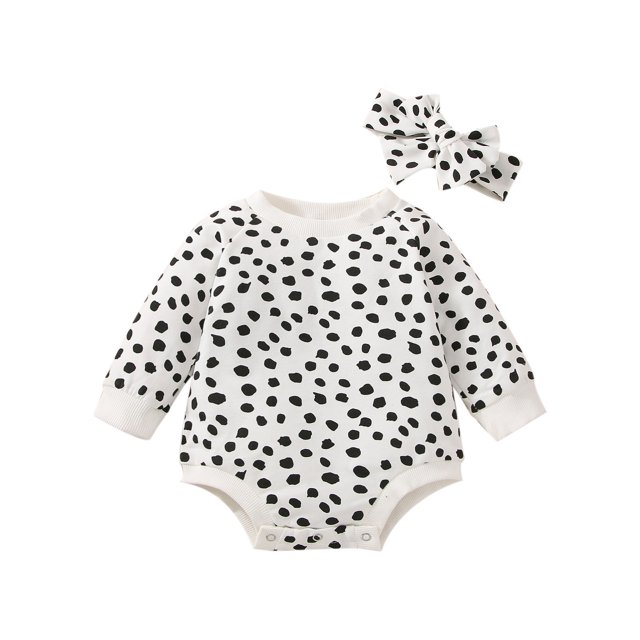 Gibobby Mameluco niño de manga larga de otoño de leopardo de algodón para niñas recién nacidas, mono, diademas, ropa(Blanco, 6-12 Meses)