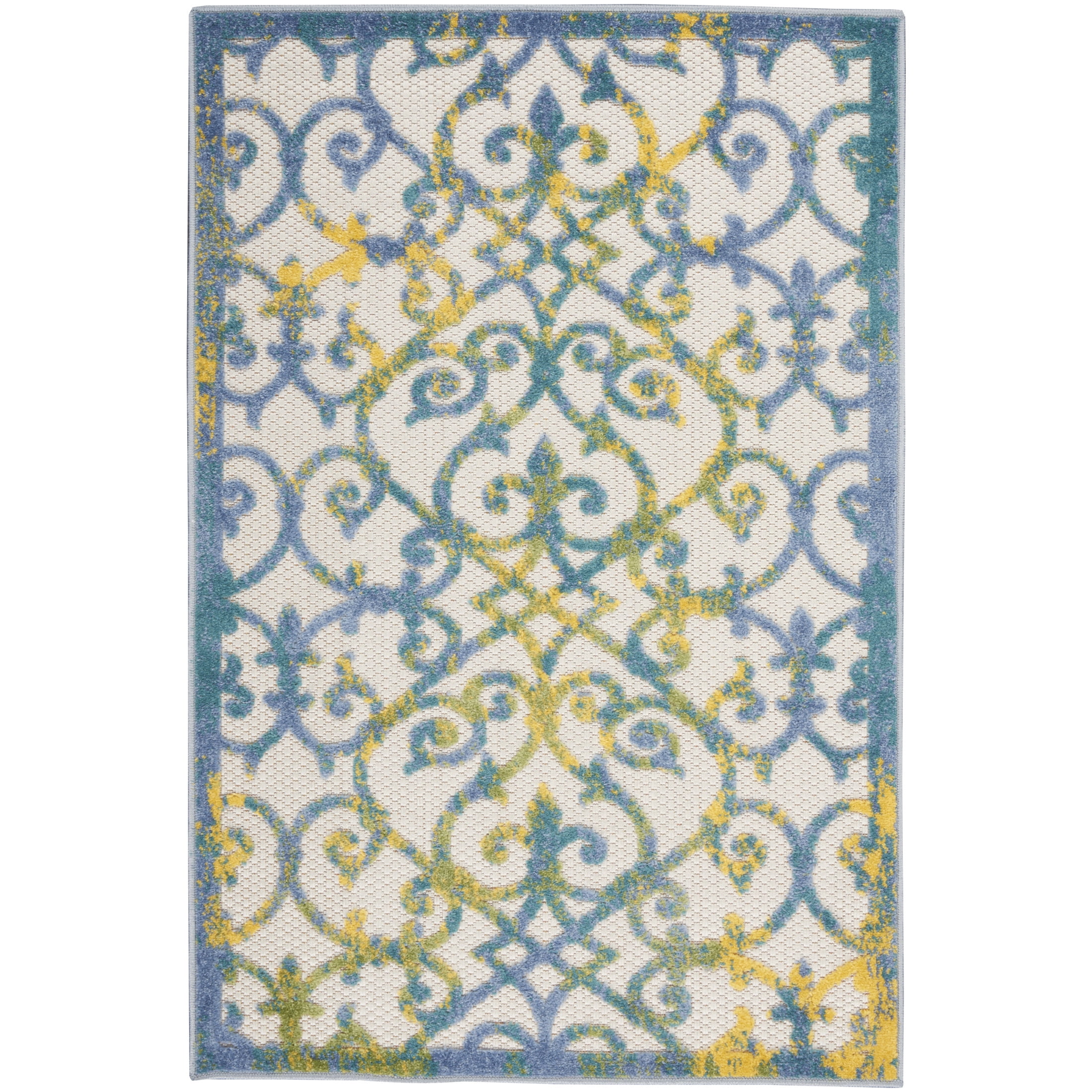 Nourison Aloha 2' x 3' Ivory Blue Outdoor Rug