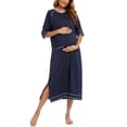 thumbnail image 4 of Lucakuins Camisón para Mujer, Manga Corta con Cremallera Abertura Camisón Largo Ropa de Dormir Loungewear Lucakuins moda, 4 of 6