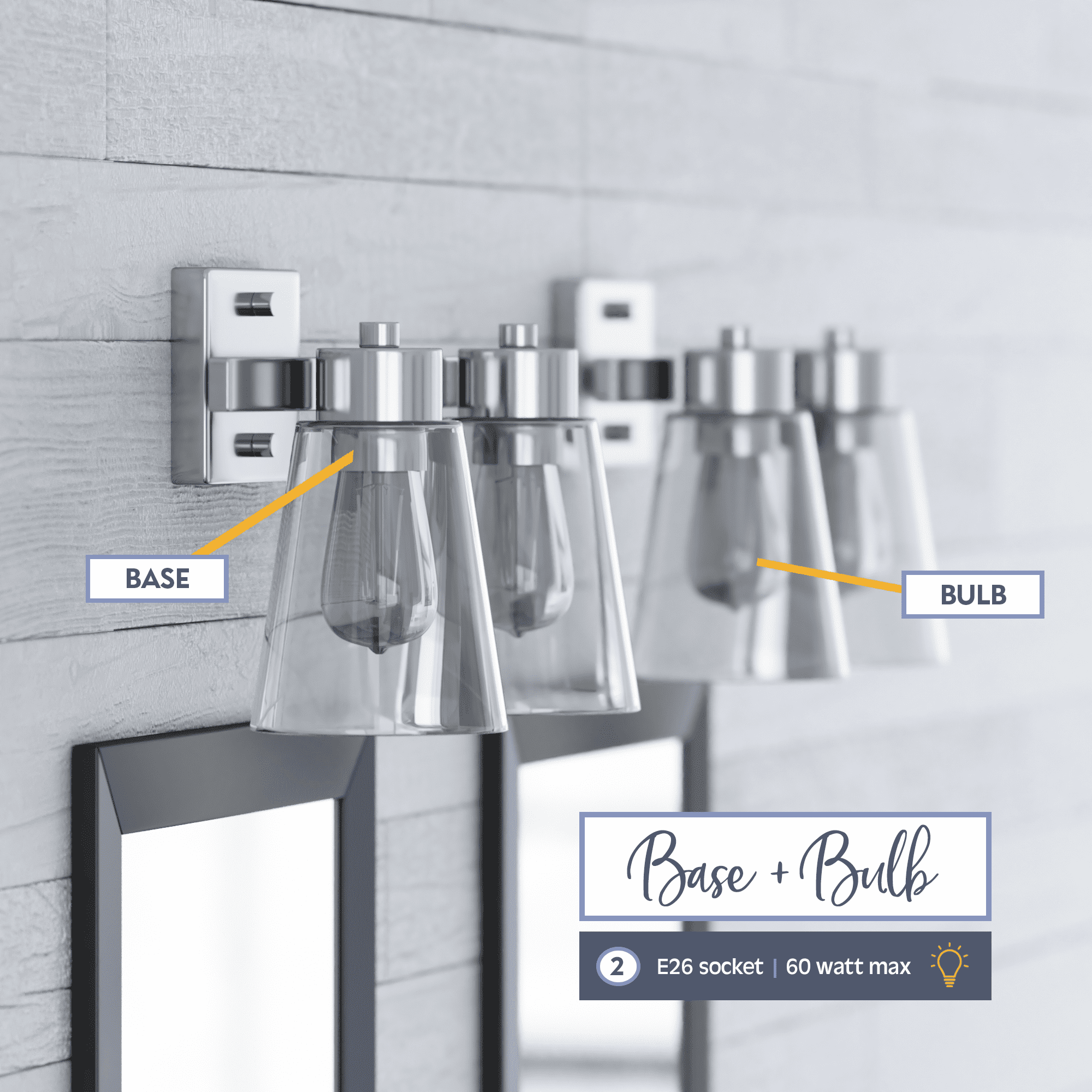 Prominence Home Fairendale 2-Light Brushed Nickel Bathroom Vanity Light with Clear Glass Shade