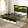 thumbnail image 7 of Greenstell Queen Bed Frame with Bookshelf Headboard - Metal Platform Bed with Charging Station, LED Bed Frame, Easy Assembly, Noise-Free, Adult, Black, 7 of 7