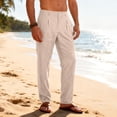 thumbnail image 2 of RongHuan Men's Linen Dress Pants Lightweight Summer Loose Straight Leg Pant Business Casual Golf Beach Trousers with Pockets, 2 of 7