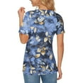 thumbnail image 5 of Floral Print Tops for Womens，Summer Womens Scooped Neck Tees Short Sleeve Shirts Loose Fitted Tunics Blouses Ultra Soft Textured Tops Lounge Breathable T-Shirts Running Cycling Workout Outfits, 5 of 6