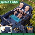 thumbnail image 3 of Vomeast Upgrade Wagon Stroller for 4 Kids, 4-Seater Outdoor Baby Stroller Wagon with Canopy, 5-Point Harness, Adjustable Handle(Blue), 3 of 12
