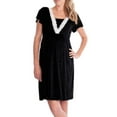 thumbnail image 2 of MoMarDer Pregnant Womens Short Sleeve V Neck Lace Pajamas Nightdress Marternity Nersing Sleepwear Gown, 2 of 4