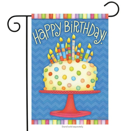 Happy Birthday Garden Flag - Happy Birthday Garden Flag Cake Candles 12.5
