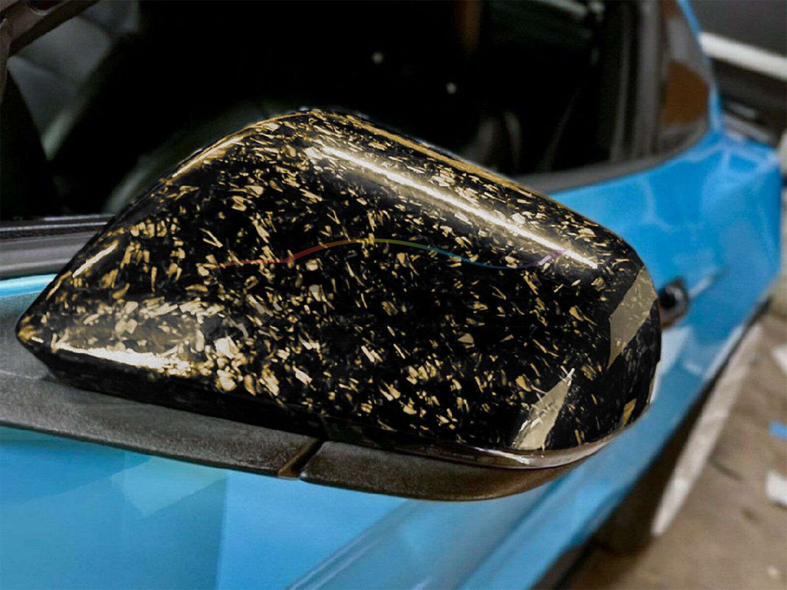 EzAuto Wrap Forged Gloss Carbon Fiber Black Gold Car Vinyl Wrap Air Release Sticker Sheet, Size: 12x60 (1FTx5FT)