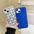 thumbnail image 3 of Solid Colour Woven Pattern Phone case, Macaron Colour, Comfortable Hand Feeling, Silicone Phone case for iPhone 15 14 13 12 11 Pro Max Mini XS XR X 7 8 Phone Case (Silver,iPhone 14 Plus), 3 of 8