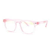 Kids Round Horn Rim Blue Light Blocking Computer Glasses Light Pink
