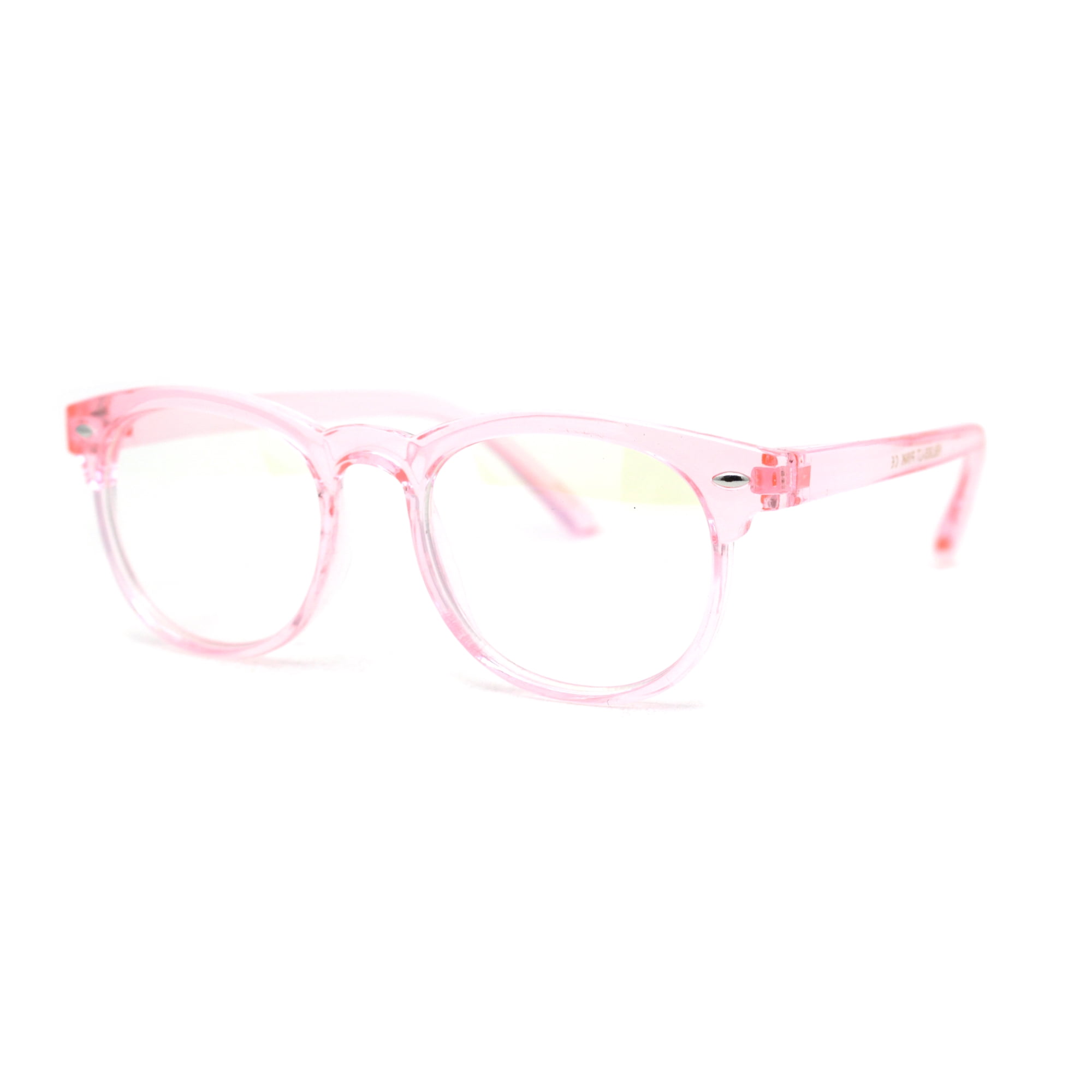 Kids Round Horn Rim Blue Light Blocking Computer Glasses Light Pink
