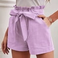 thumbnail image 2 of Ierhent Womens Casual Shorts Rompers Shorts for Women High Waist Elastic Sparkly Straight Leg Short Glitter Sparkle Hot Pants Solid Party(Purple,L), 2 of 7