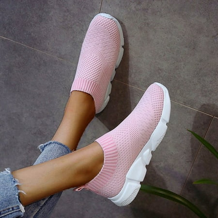 

XIAQUJ Summer Sock Sport Style Fly Weave Lazy Women s Single Shoes Women s Fashion Sneakers Pink 7.5(38)