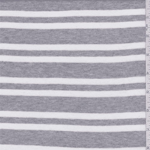 Grey Heather/Green 2 Stripe Jersey Knit Fabric - SKU 275