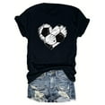 thumbnail image 2 of Short Sleeve Crewneck Baseball Print Shirts Women Casual Basic Tees Summer Tunic Going Out Tops (2XL, Black), 2 of 5