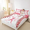 thumbnail image 3 of Erosebridal Pink Dripping Baseball Stitch & Batter Silhouette Graphic Full Size Sheets 4-Piece, Baseball Graphic Bed Sheets for Girls Kids,Lightweight Room Decor, 3 of 5