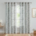 thumbnail image 3 of Curtainking Floral Curtains Linen Farmhouse Curtains for Living Room 84 inch Country Curtains Grommet Top Semi Sheer Curtains Light Filtering 2 Panels Blue on Beige, 3 of 10