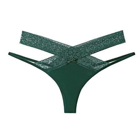 BYHONG Women Sexy Floral Lace Mesh Panties Low Rise Hollow Out Transparent Plus Size Underwear Panties for Women Pack Green XL