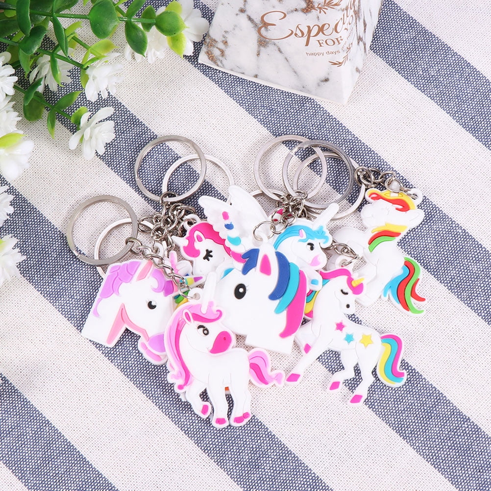 Hemoton 144 pcs  Cartoon Unicorn Key Ring Unicorn Keychain Hanging Ornament Keychain Pendant (Random Style)