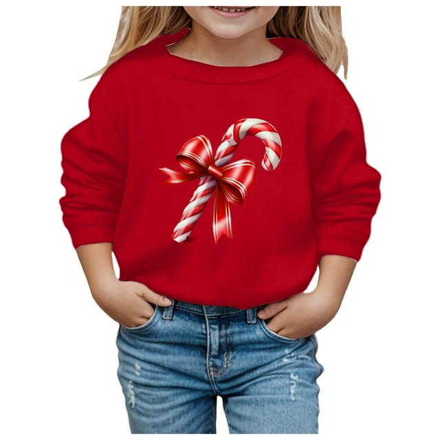 MIASHUI Winter Girls Pullover Sweatshirts Cozy Christmas Hoodie with Snowflake Print Trendy Design for Kids Apparel