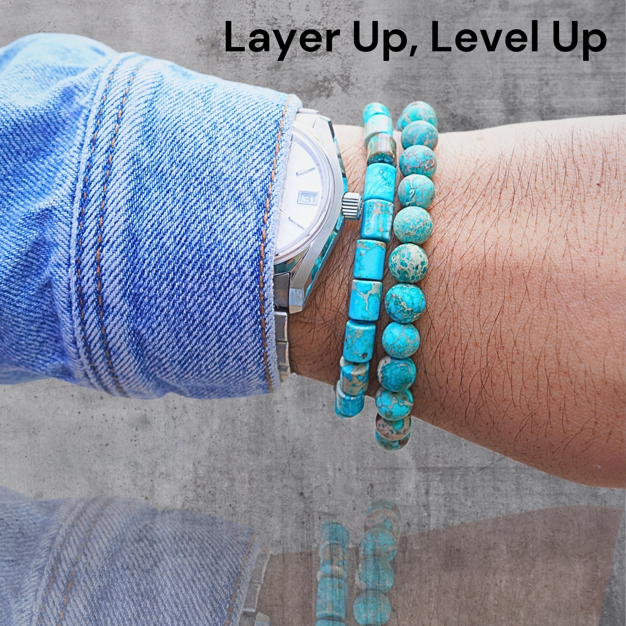 ABSHEL Turquoise Stretch Bracelet for Men.