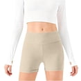 thumbnail image 5 of Girls High Waist Yoga Shorts, Tight Fit Workout Running Shorts for Kids, Breathable Quick Dry Dance Shorts and Athletic Leggings, Fitness Shorts for Age 5-14 Years Beige 120, 5 of 6