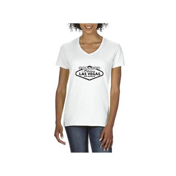 Women's T-Shirt V-Neck Short Sleeve - Welcome to Las Vegas Nevada