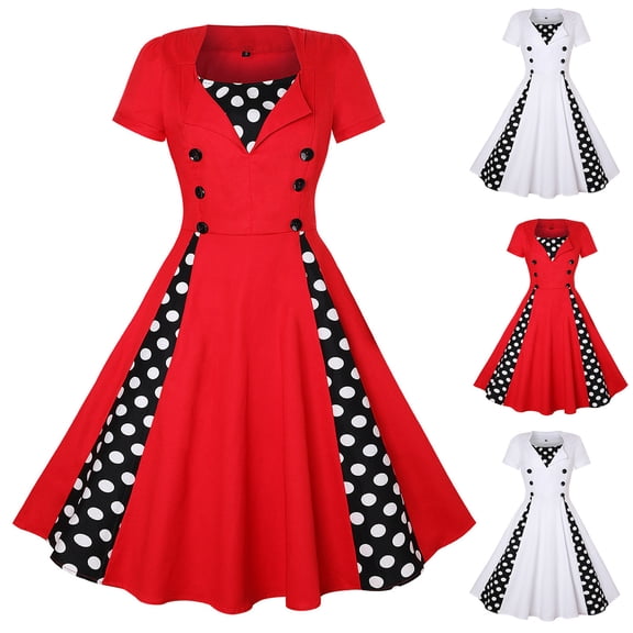 Sentmoon Sun Dress Square Neck Regular Fit Stretchy Plus Size Wedding Guest Dress with Print Short Sleeve Summer 2026 Casual Patchwork Womens Vacation Dresses Stylish White L