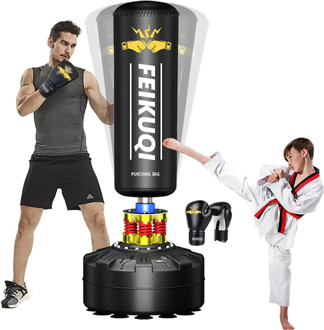 Kids Free Standing Boxing Punch Bag Speed Ball Junior Gloves Tumbler Agility 