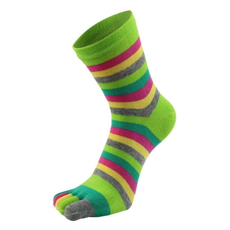 

Stockings For Girls Fashion Rainbow Breathable Five-Toe Middle Tube Home Womens Socks
