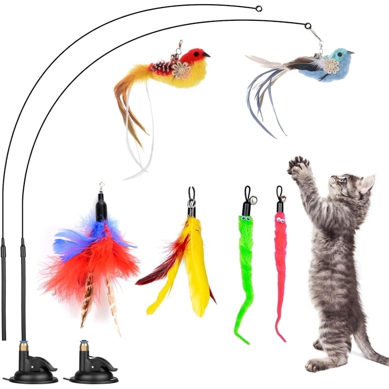 Qoosea Interactive Cat Feather Toys, 10-Piece Set photo 1