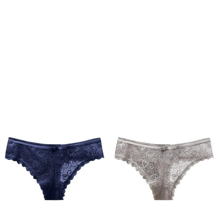 Wijhcboe 2 Pack Womens Ladies Cotton Briefs Underwear Cotton Bikini Panties Underwear for Women High Waist Lace Soft Hipster Panty Seamless Underwear Pack Ladies Stretch Full Pussycat Panties Eatabl